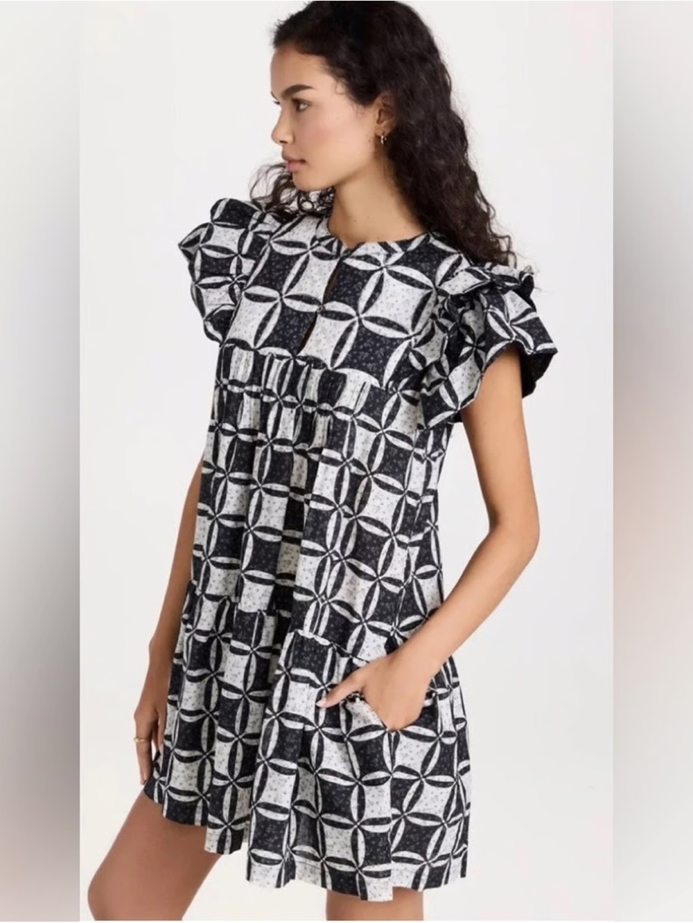 Sea New York Catalina Calico Ruffle Babydoll Dress